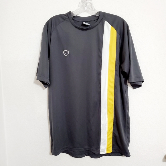 Nike Other - Nike gray yellow & white  short sleeve athletic top jersey Lrg. workout gym rat
